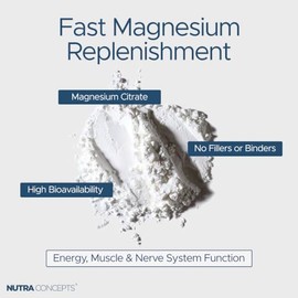 Magnesium Citrate Powder - High Absorption Formula - 125g - 85% NRV Per Serving - Reduces Tiredness - Supports Energy & Muscle Function - Vegan & Gluten Free - No Fillers - Made in UK
