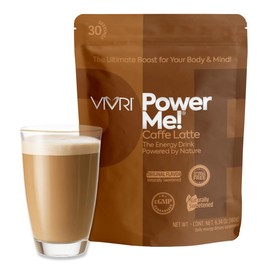 VIVRI Power Me! Bebida con Cafeina en Polvo de Sabor Caffe Latte | Hecho con Extractos Naturales y Antioxidantes con Complejo B | Rinde 30 Porciones