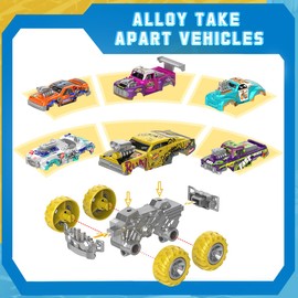 CheerfulToys Monster Truck Toys 6 Pack DIY Graffiti Metal Pull Back Car with Giant Wheels Party Favor Car Kids Toy for Boys Girls Ages 3 and Up