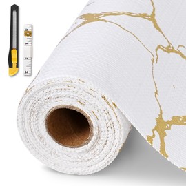 Drawer and Shelf Liner for Kitchen Cabinet,Non-Adhesive Cabinet Liner 18in x 10FT,Waterproof Shelf Paper Non-Slip Mats Cupboard Liners Contact Protect Dresser/Shelves/Table-Gold Marble