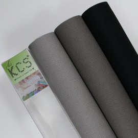 KCS 3 piezas de 15 x 18 pulgadas (38 x 45 cm), tela de punto de cruz, tela de algodón Aida, caja de tela enrollada, 18 quilates, gris medio + gris oscuro + negro