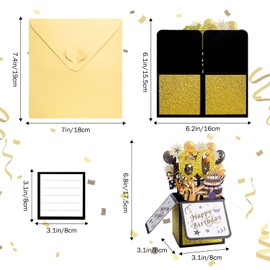 Happy 60th Birthday Pop Up Card, 3D Birthday Pop Up Greeting Card for Daughter Son with Envelopes, Unique Handmade Foldable Party Decoration Supplies