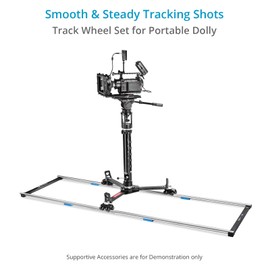 PROAIM Track Wheel Set for Portable Heavy-Duty Camera Tripod/Floor Dolly. Payload: 500kg / 1100lb. 360° Swivel. Compatible with 1-2" Track Systems (DW-PRTD-01)