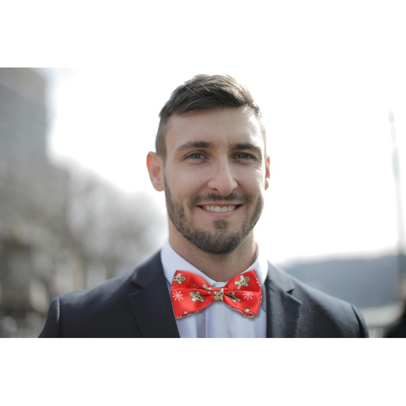 Komonee Christmas Bow Tie Red Gingerbread Xmas Colourful Novelty Funny