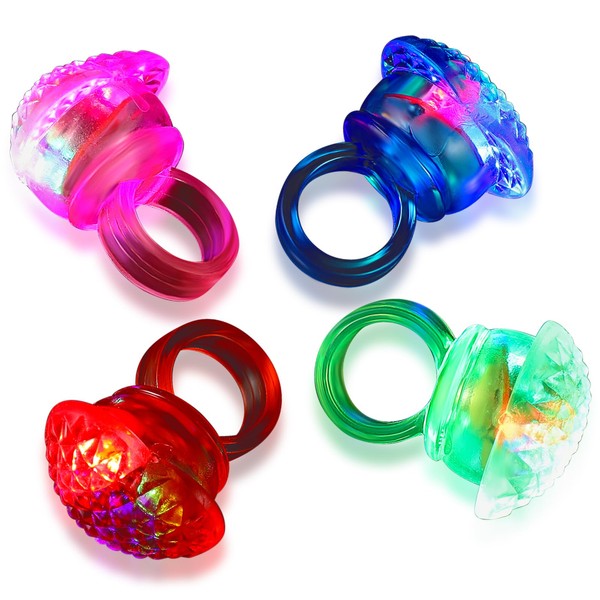 Yaomiao 4 Pcs Light up Rings Flashing LED Bumpy Jelly Ring Finger Lights for Kids Glow in Dark Party Favors for Kid Adult Birthday Valentine Concert Shows Event Favors Gifts(Heart)