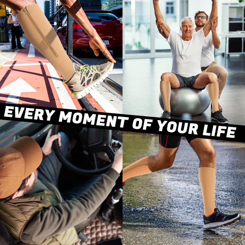 Tinojye 2 Pair Plus Size Closed Toe Compression Socks with