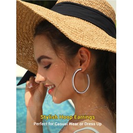 PROSTEEL Hoop Earrings for Women, 30/40/60/80 mm, Stainless Steel/Gold-Plated/Black Send Gift Box, Stainless Steel, No Gemstone