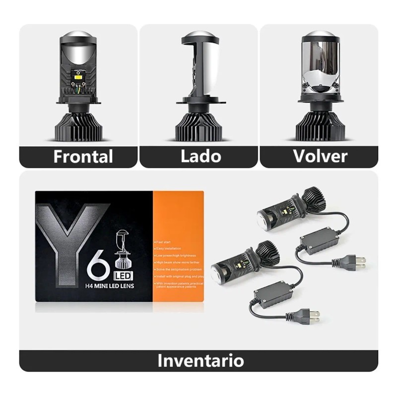 Focos Led H4/9003/hb2 Lupa Alta Y Baja Auto Motocicleta