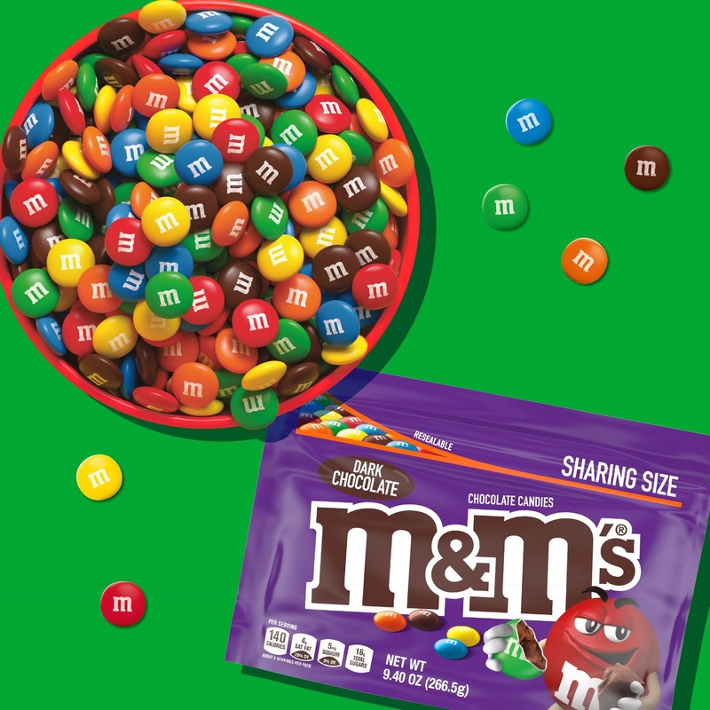 M&M'S Dark Chocolate Candy, Sharing Size, 9.4 oz Resealable Candy