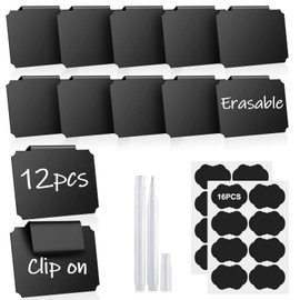 12PCS Basket Labels, Premium Bin Basket Labels Clip On, Pantry Basket Labels Tags for Storage Bins Fabric Cubes Wicker Organization