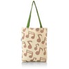 Bonamaison Printed Shopping Bag with Green Long Handles, Reusable Bag,