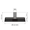 Strong magnetic system neodymium diameter 12 mm rubberised with thread