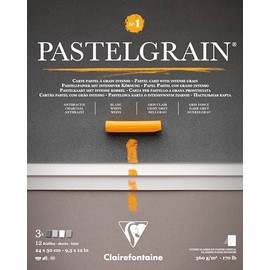 Clairefontaine 976058C Pastelgrain No. 1 - 12 Sheets Special Dry Pastel Card - 24 x 30 cm 360 g - Assorted Grey Shades - Crystal Paper Dividers