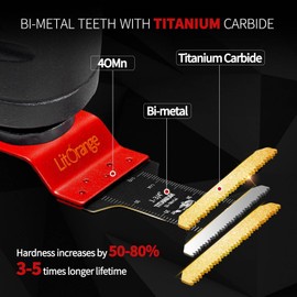 Litorange 31PCS Oscillating Saw Blades, Universal Titanium Multitool Quick Release Saw Blades for Cutting Metal Nails Screws Wood and Plastic