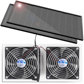AntPay 20W Solar Powered Fan Kit, IPX7 Weatherproof Dual Fan, Solar Exhaust Intake Cooling Ventilation for Chicken Coop,Greenhouse,Shed,Pet House,Outside with 11Ft/3.5m On/Off Switch Cable