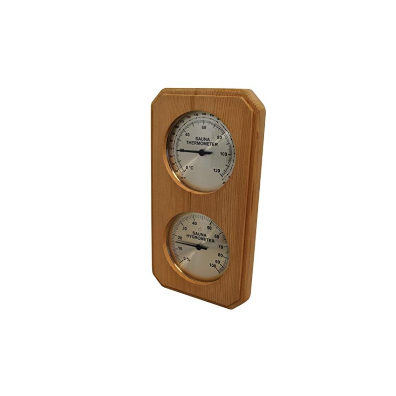 Cedar Sauna Thermometer and Hygrometer - Vertical