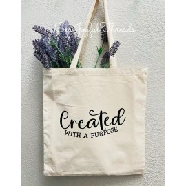 Created with a Purpose Canvas Tote Bible Book Bag Religious Faith Gifts