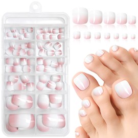 Lifextol 120pc Ombre Press on Toenails for Women Toe Press on Nails Short Fake Toe Nails Press ons, Acrylic Toe Nail Tips False Toenail Press ons Artificial Fake Toenails with Glue&Adhesive Tabs