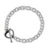 Sterling Silver Heart Toggle Charm Bracelet 8"