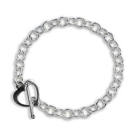 Sterling Silver Heart Toggle Charm Bracelet 8"