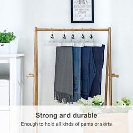 SONGMICS 12 Pack Wooden Pants Hangers, Premium Solid Wood with Non-Slip Felt, Hold Pants Tightly, Smooth Finish Wood Skirt Hangers, with 360° Swivel Hook, Natural UCRW007-12