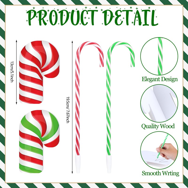 Supervitae 48 Pcs/ 24 Set Christmas Candy Cane Ballpoint Notebook