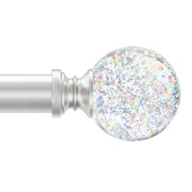 Silver Rainbow Curtain Rod Adjustable Heavy Duty Crystal Ball,18-45"
