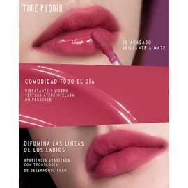 TIMEPHORIA Altera Tinte Labial Difuminador 001 Flux, Rojo Parduzco Acabado Brillante a Mate Suave, Difumina Líneas del Labio, Textura Aterciopelada Ligera Sin Pegajosidad, Maquillaje Labial Vibrante Hidratante y de Larga Duración