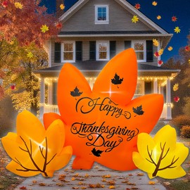 JOYEASE 8FT Thanksgiving Inflatables Maple Leaves Combo Decoration with Built-in LEDs, Blow Up Inflatables for Thanksgiving Party Holiday Indoor Outdoor Yard Garden and Lawn Fall Decor