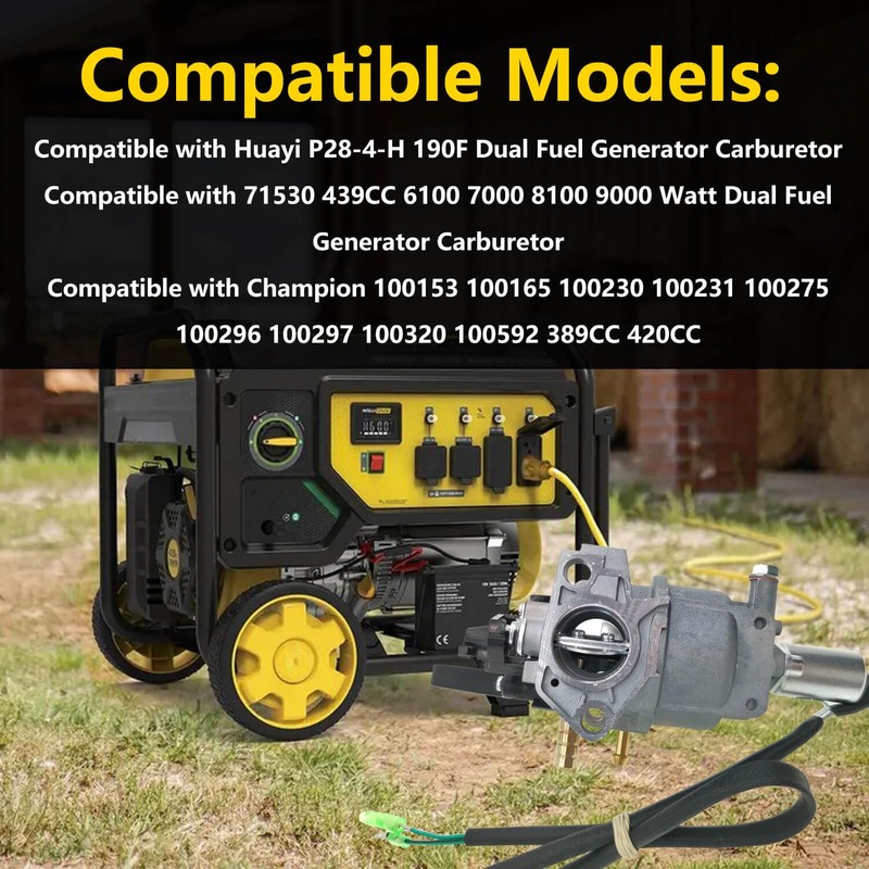 P28-4-H Carburetor Carb,Compatible with Dual Fuel Generator Champion 420CC 100296