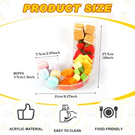 Uiifan 10'' Acrylic Letter Box Form Tray Display Fillable Letter Charcuterie Box Acrylic Candy Dish for Birthday Party Reusable Plates for Food, Not Include Lid(Clear,Letter J)