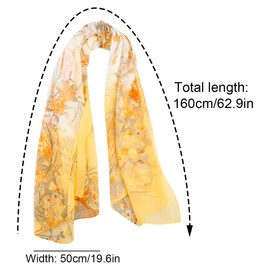 Thyonta Printed Chiffon Scarf Summer Rustic Style Thin Women's Silk Scarf Sun Shawl Suitable for Daily Life, Party Wearing（Yellow）