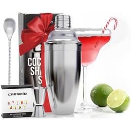24oz Cocktail Shaker Set with Bar Accessories for Home Bar Shaker Set - Martini Shaker, Jigger, Drink Shaker Mixer Spoon - Alcohol Shaker Bartender Gift - Bartending Kit Essential for Home - Cresimo