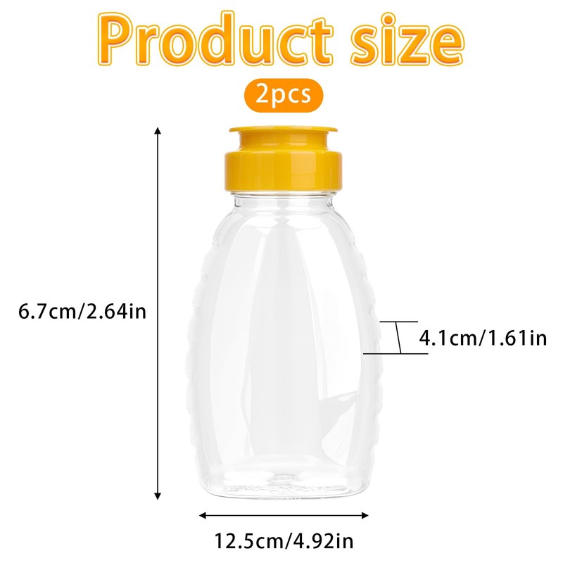 2Pcs Clear Plastic Honey Bottles Honey Squeeze Jar Empty Refillable