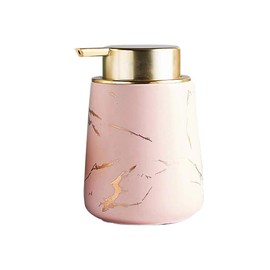 Layboo 400 ML Nordic Style Marbling Ceramic Hand Soap Dispenser, Decorative Liquid Soap & Lotion Dispenser Hand Soap Dispenser, for Kitchen or Bathroom Countertops (Pink)