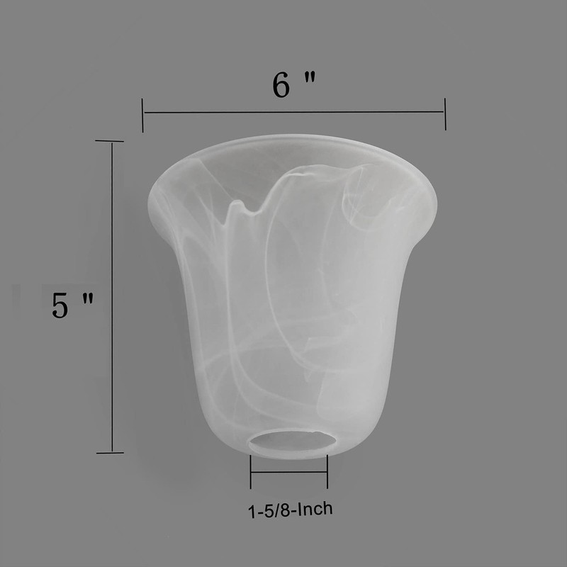 Eumyviv Bell Shaped Alabaster Glass Lamp Shade Replacement with 1-5/8-inch