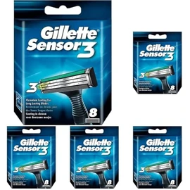 Gillette Sensor3 Rasierklingen mit verbesserten Gleitstreifen f√ºr eine glatte und komfortable Rasur, 8 Ersatzklingen (Packung mit 5)