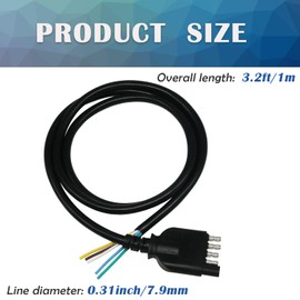 HayEastdor 5 Pin Trailer Connector 3.2FT/40Inch 18AWG Trailer Wiring Harness 5 Way Heavy Duty Trailer Light Plug Kit HE055