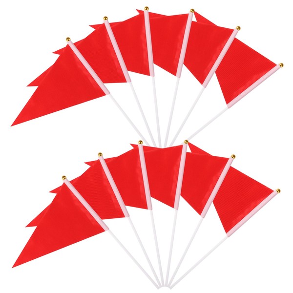 Pack of 12 Mini Flags Red Small Flag on Sticks