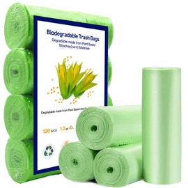 MONGTINGLU 1.2 Gal Trash Bags for Small Trash Can, 120 Counts / 4 Rolls Rubbish Bags for Garbage Bin Compost Bin Waste basket for Kitchen Rv Office, Fit to 5 Liter / 1.3 Gallon Trash Can, Green