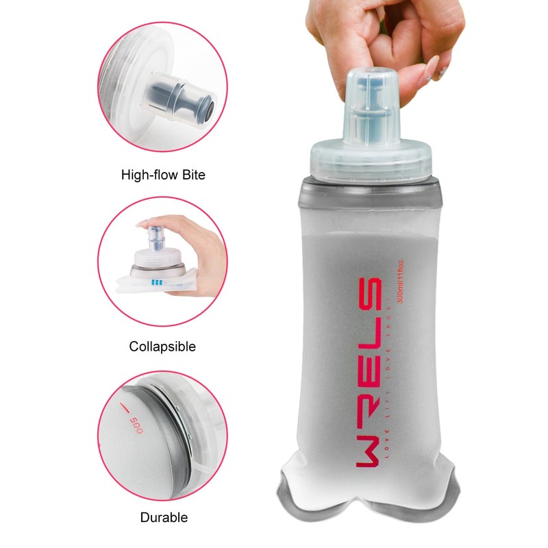 WRELS - Botella de agua plegable suave para exteriores, plegable,