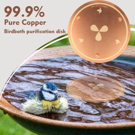 Joyfulmap Copper Bird Bath Purification Disk, 99.99% Pure Copper Cleaning Tablets, Support for Physical Safe Clean Water, Minimalist, Universal Fit for Bowl, Birdbaths