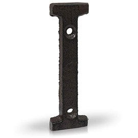 Basic Fundamentals 3-Inch Cast Iron Letters for Wall and Mailbox - Letter I - Industrial Design Mailbox Letters for Address Sign and House Decor - Black Brown