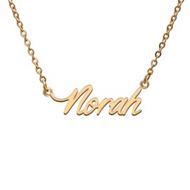 Norah - Collares con etiqueta de nombre para ella, sus amigos, familia, relación, regalo de joyería, Metal, Acero inoxidable