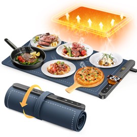 LOOHOI Food Warming Mat,Full Surface Heating Electric Warming Tray with 6 Temperature Settings & Fast Heating, Silicone Roll Up Food Heating Mat Food Warmers for Parties Gatherings Everyday Use