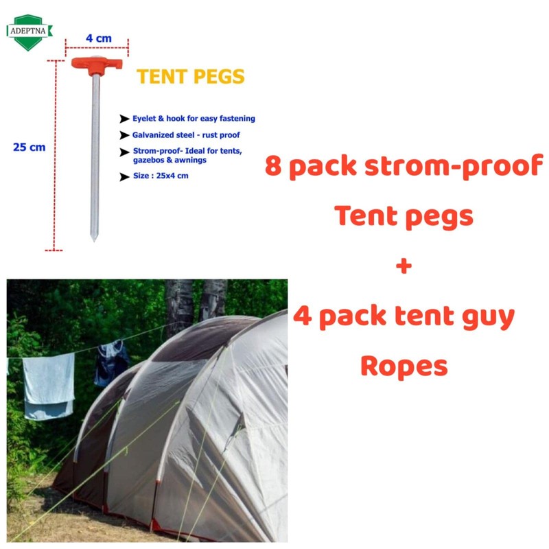 ADEPTNA Large Pack of 8 Heavy Duty Storm Proof Galvanized