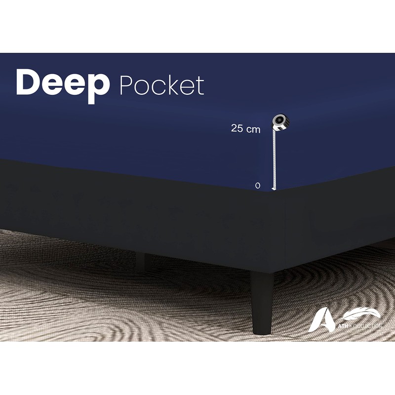 A ATH COLLECTION Egyptian Cotton Fitted Sheet 25 CM Extra