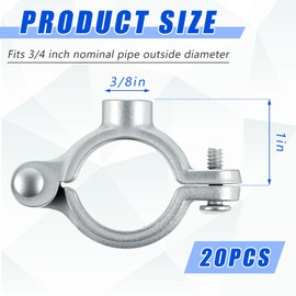 Otoolling 20 Pack 3/4" Split Ring Pipe Hanger for 3/8" Thread Rod Galvanized Iron Mounting Bracket for Tubing Wall Ceiling Mount Combination Industrial Decor