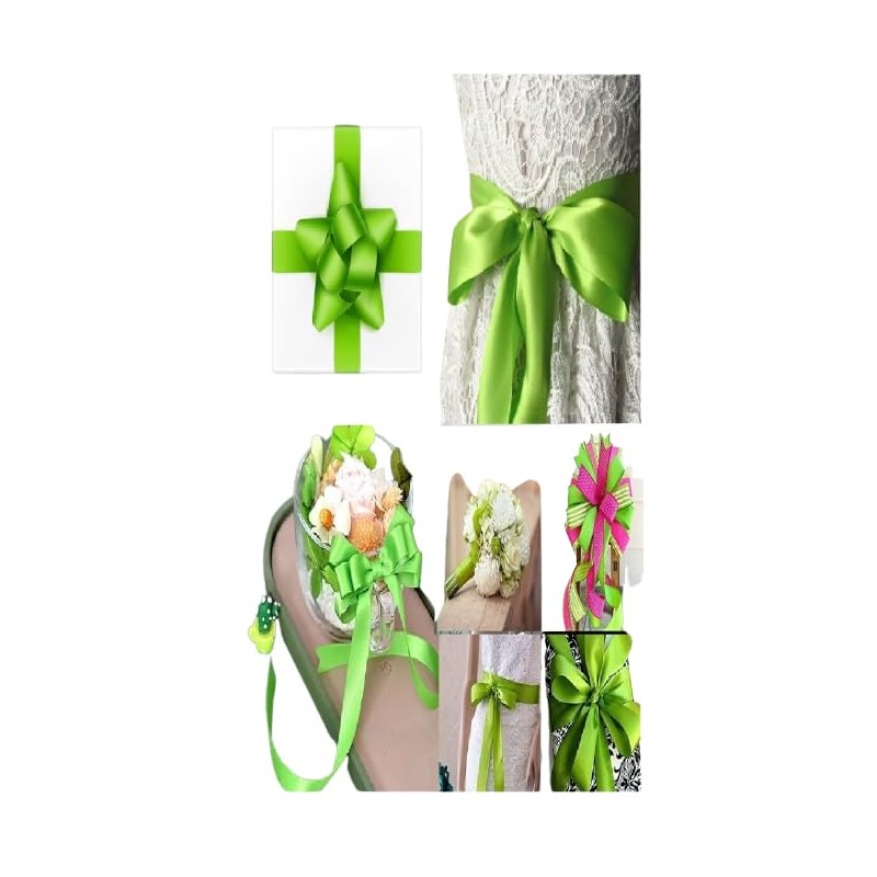 Double Faced Polyester Satin Ribbon, Flourscent Green -23 Metrs, Perfect