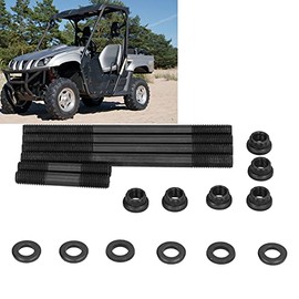 Cylinder Head Studs Kit, Steel Duty Cylinder Head Studs Nuts Kit Fit for Rhino 660, Raptor 660, with Studs, Gaskets, Nuts